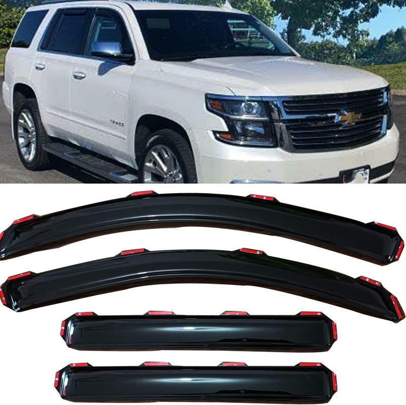 TONOYTIM in-Channel Window Visors Rain Guards for Chevrolet Tahoe & GMC Yukon & Cadillac Escalade 2015-2020,Side Wind Deflectors Vent Guard Shade Sun Rain Snow Smoke 194531,Car Accessories 4-Pieces Set - Image 1